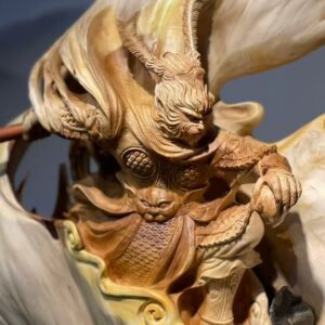 Fantasy Beast Warrior Statue – Exquisite Hand-Carved Wood Art for Home & Collection